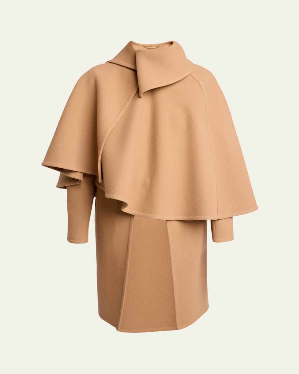Cape Overlay Double-Face Wool Cashmere Coat